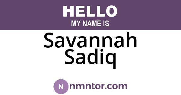 Savannah Sadiq
