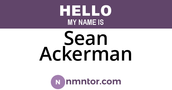Sean Ackerman
