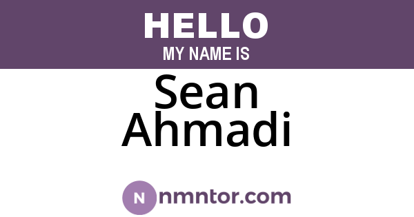Sean Ahmadi