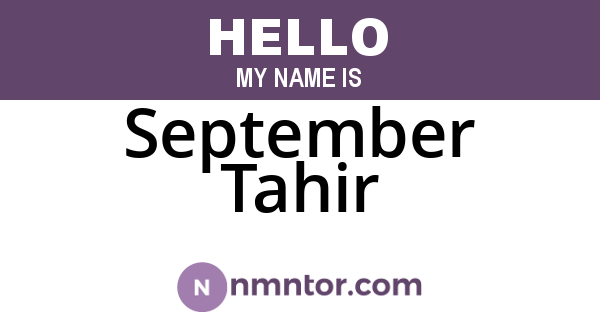 September Tahir