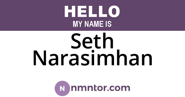 Seth Narasimhan