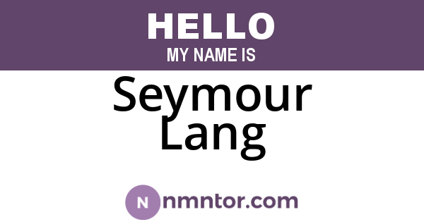Seymour Lang