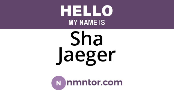 Sha Jaeger