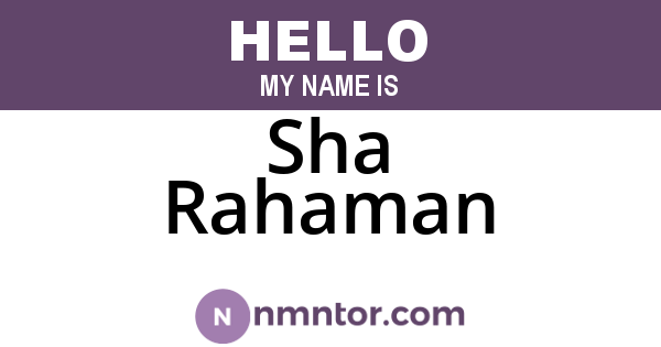 Sha Rahaman