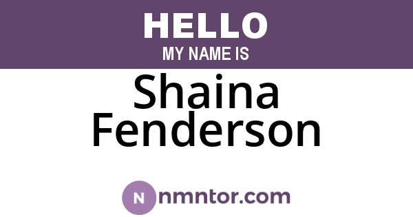 Shaina Fenderson