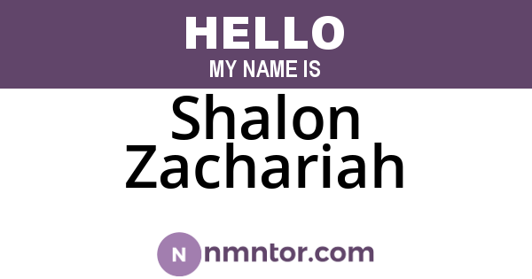 Shalon Zachariah