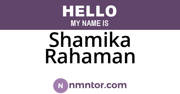 Shamika Rahaman