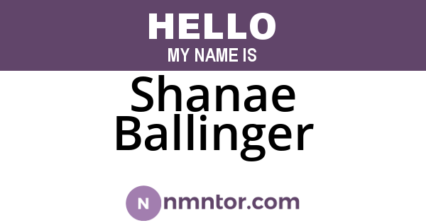 Shanae Ballinger