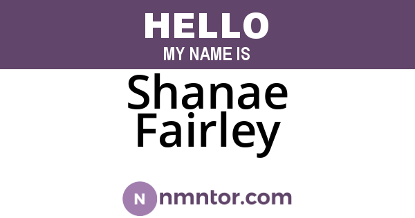 Shanae Fairley