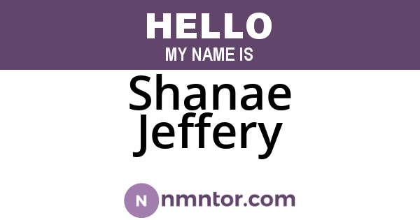 Shanae Jeffery