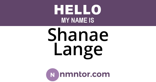 Shanae Lange