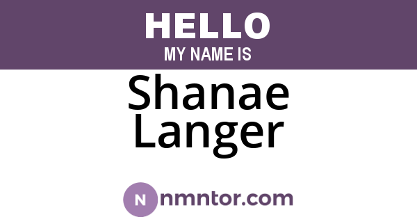 Shanae Langer
