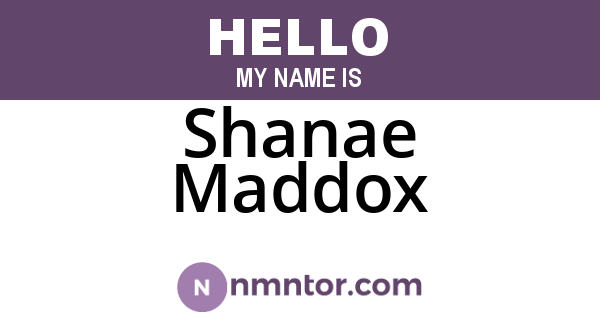 Shanae Maddox