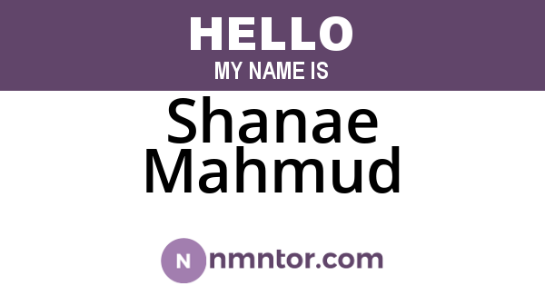 Shanae Mahmud