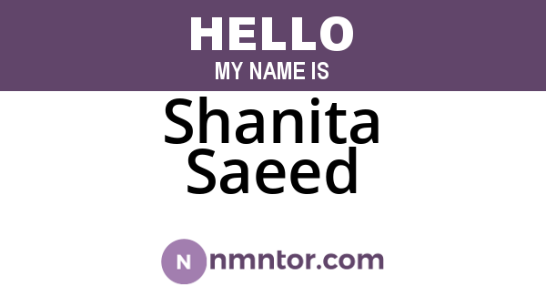 Shanita Saeed