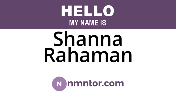 Shanna Rahaman