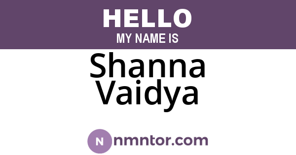 Shanna Vaidya