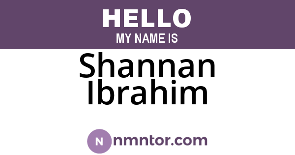 Shannan Ibrahim