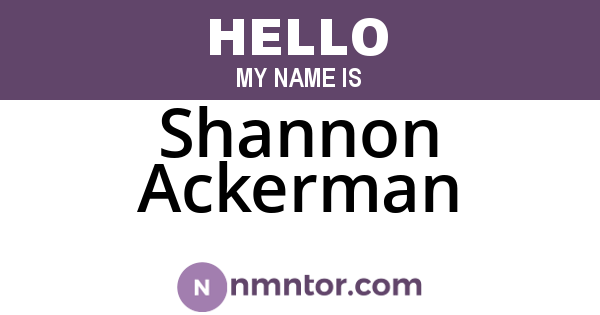 Shannon Ackerman