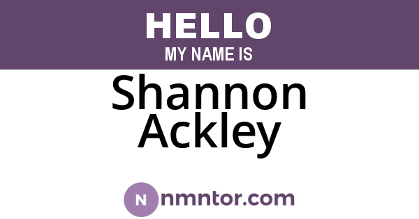 Shannon Ackley