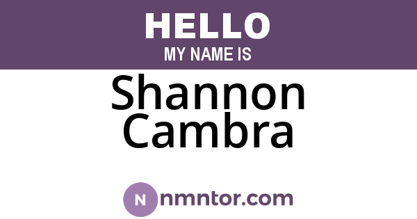 Shannon Cambra