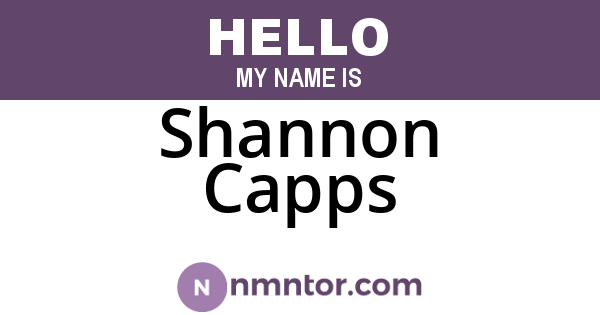Shannon Capps