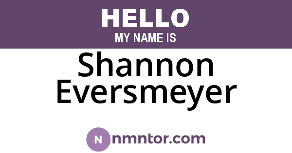 Shannon Eversmeyer