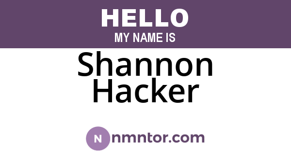Shannon Hacker