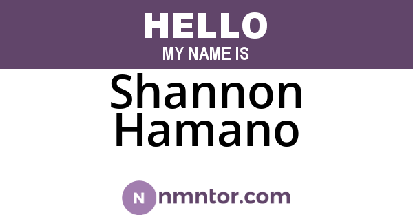 Shannon Hamano