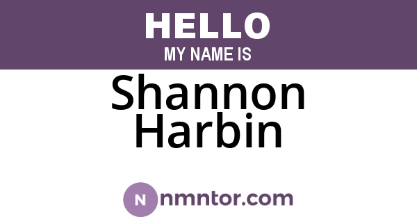 Shannon Harbin