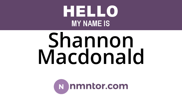 Shannon Macdonald