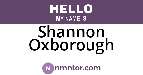 Shannon Oxborough