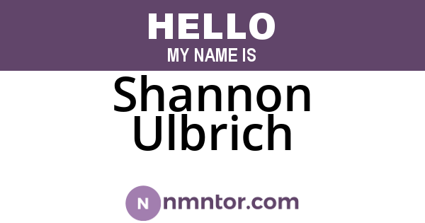 Shannon Ulbrich