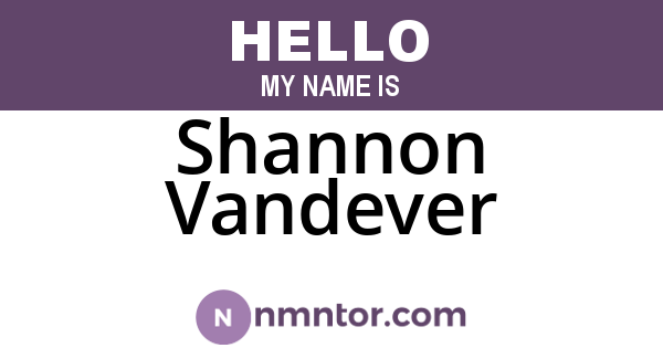 Shannon Vandever