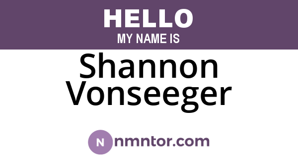 Shannon Vonseeger