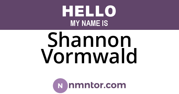 Shannon Vormwald