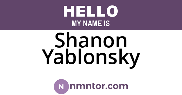 Shanon Yablonsky
