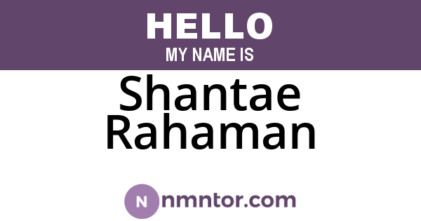Shantae Rahaman