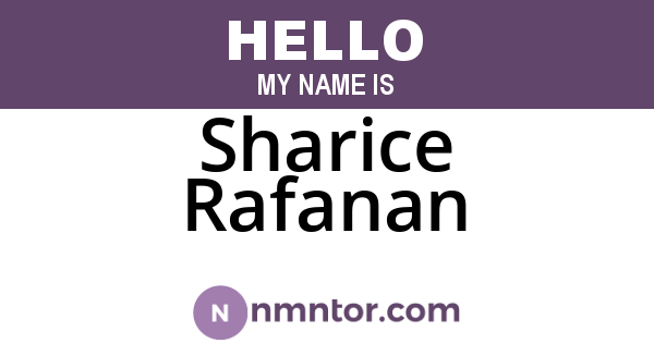 Sharice Rafanan