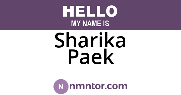 Sharika Paek