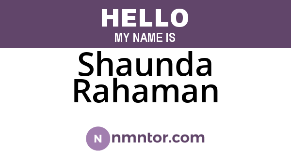 Shaunda Rahaman