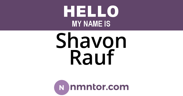 Shavon Rauf