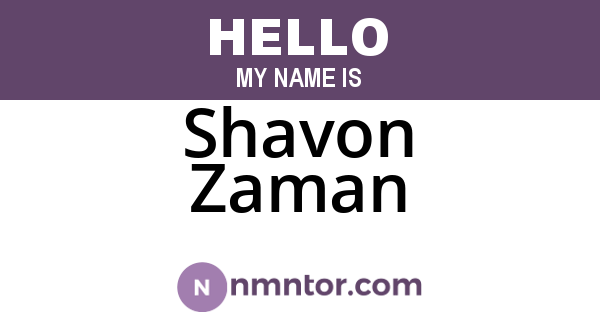 Shavon Zaman