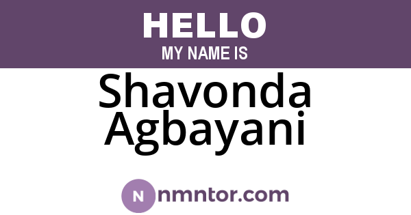 Shavonda Agbayani