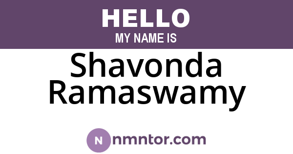 Shavonda Ramaswamy