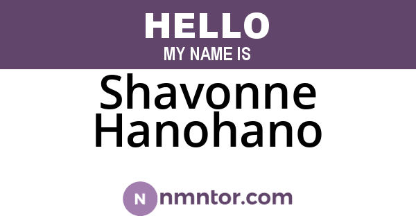 Shavonne Hanohano