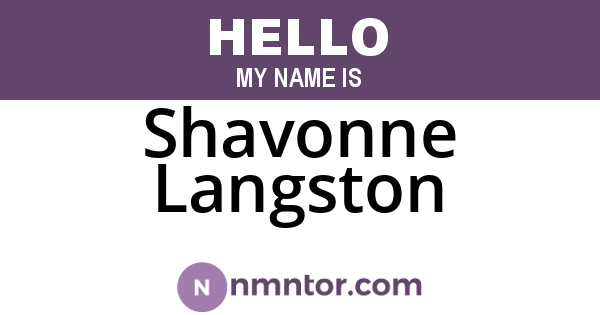 Shavonne Langston
