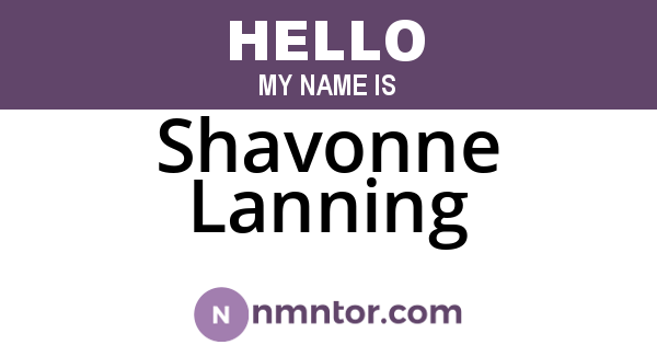 Shavonne Lanning