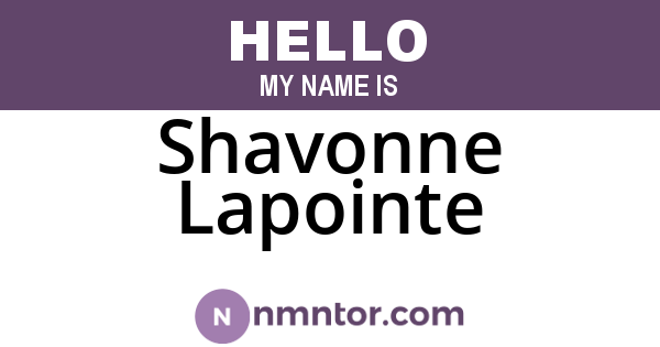 Shavonne Lapointe