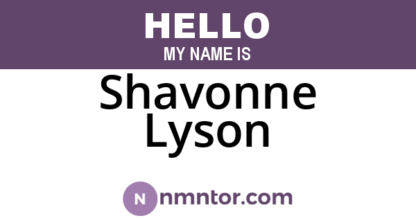 Shavonne Lyson